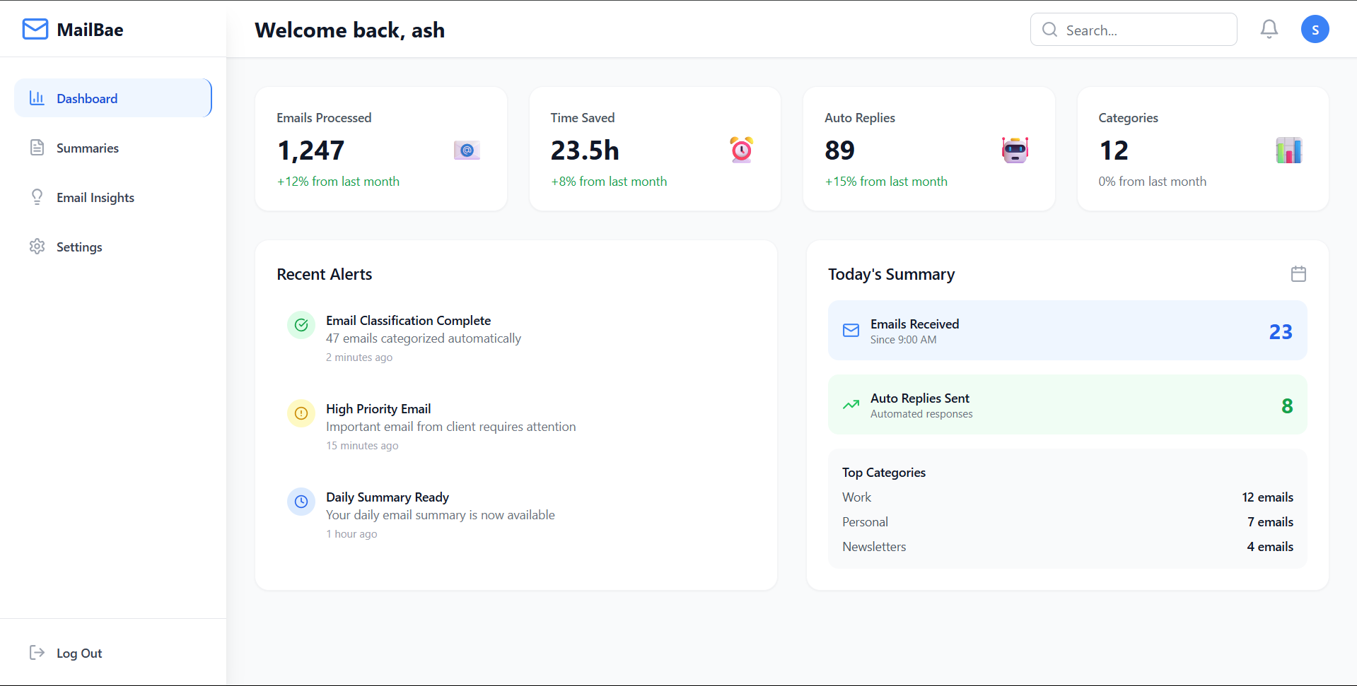 MailBae Dashboard Preview